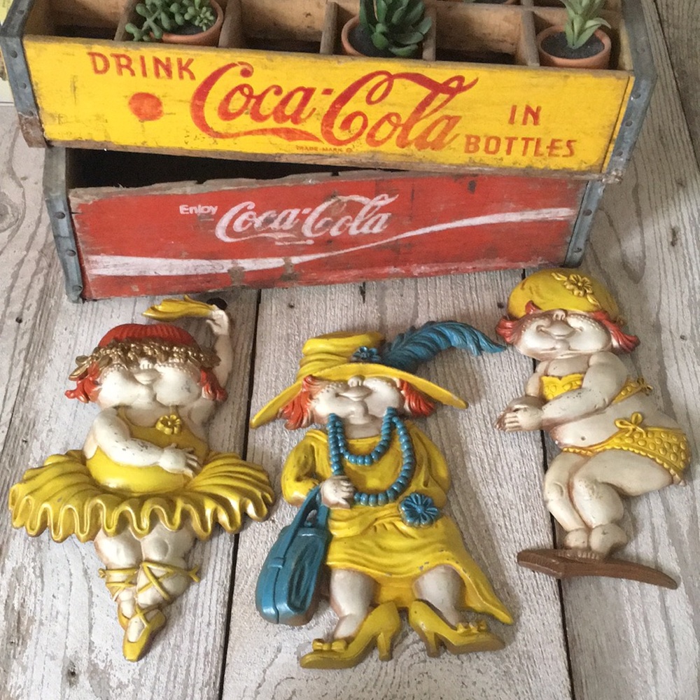 Set of 3 VINTAGE Metal Wall Art, Girl Figures - Sexton 1972, Made in the USA